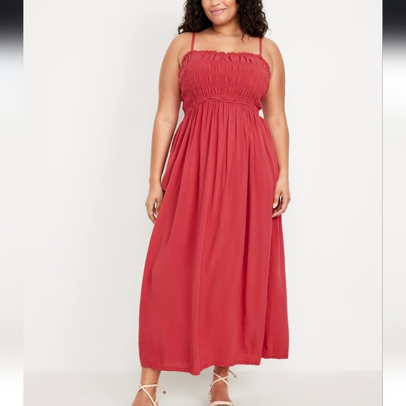 Free Assembly Dresses & Skirts - FREE ASSEMBLY Women's Strappy Shoulder Tiered Midi Red Dress (S)